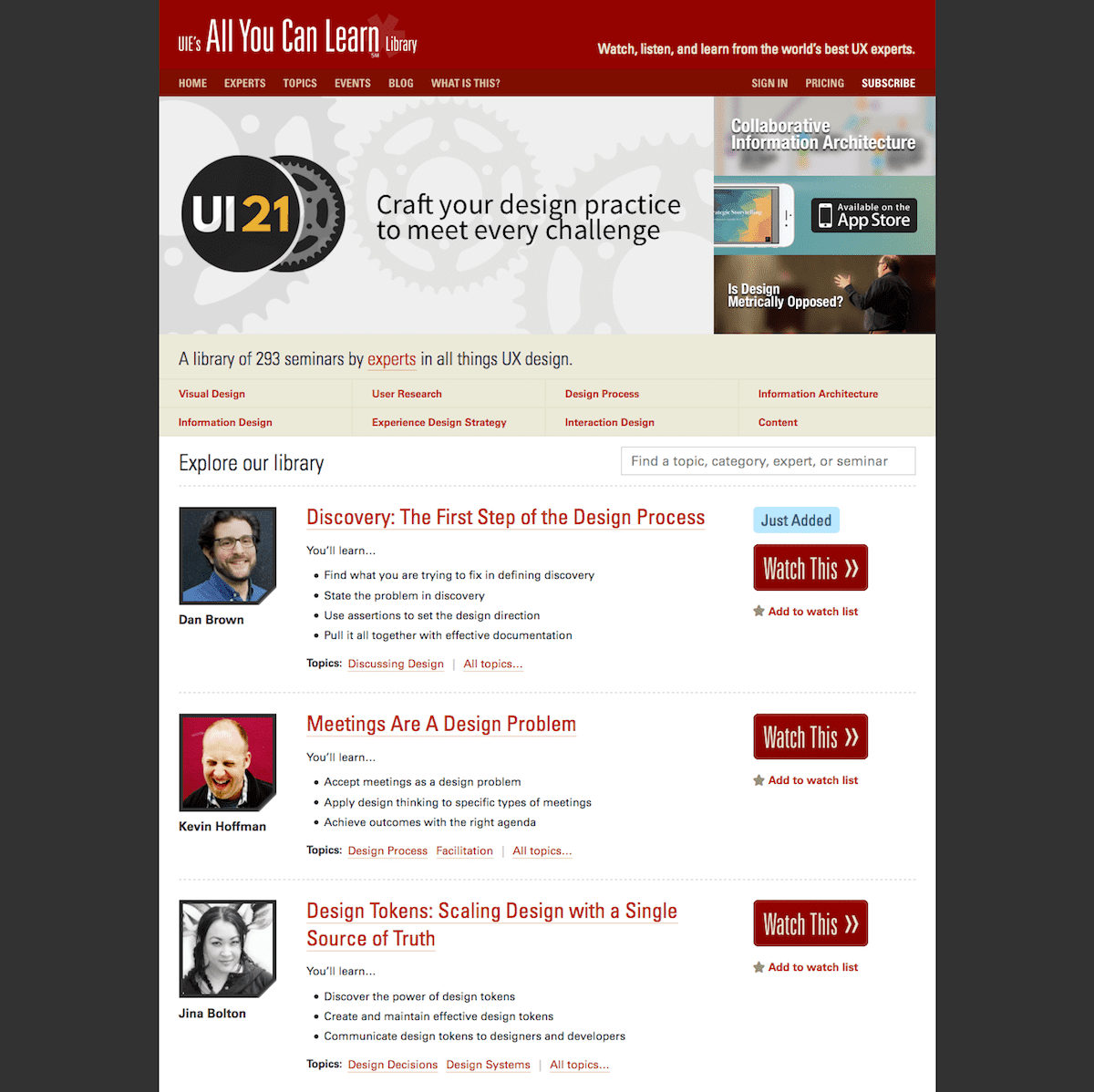Screenshot of v1.5 homepage